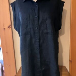 Outerknown Black Organic Cotton Button-Down Shirt – Generous Fit, Size Small